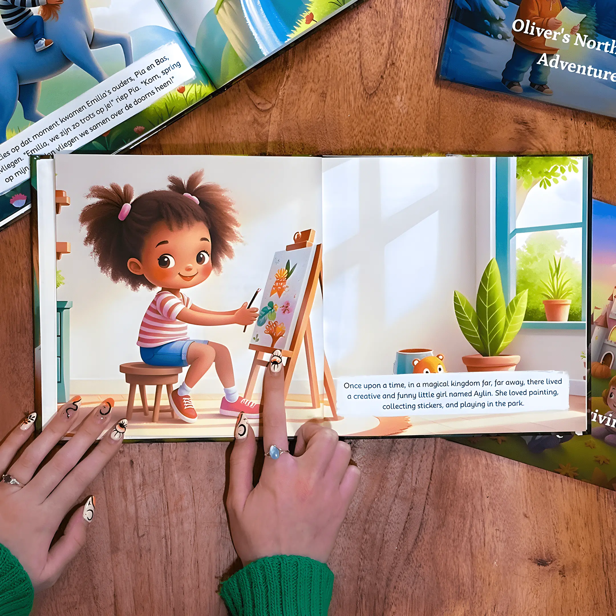A printed TinyTeller book in hand