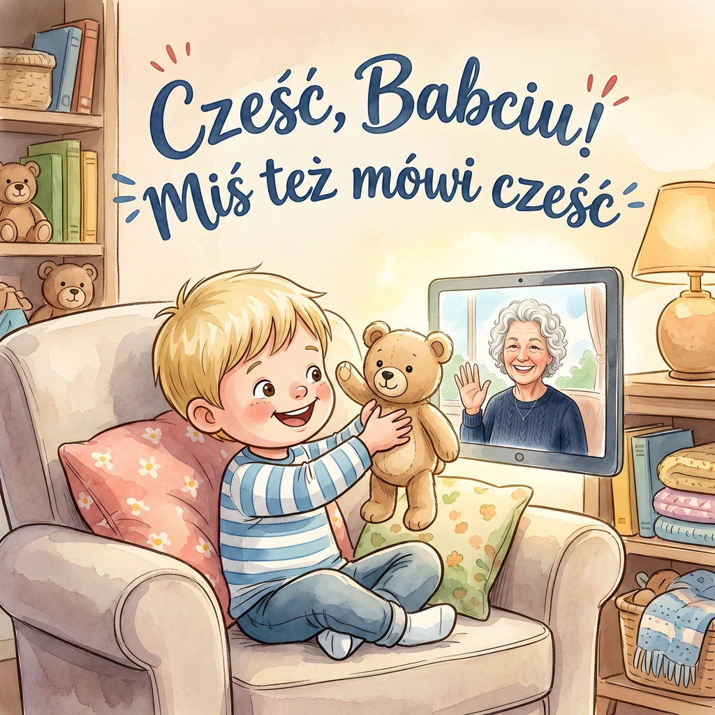 Okładka książki Cześć, Babciu! Miś też mówi cześć