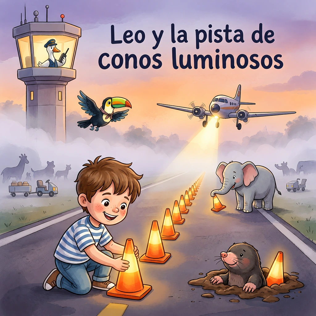 Portada de Leo y la pista de conos luminosos