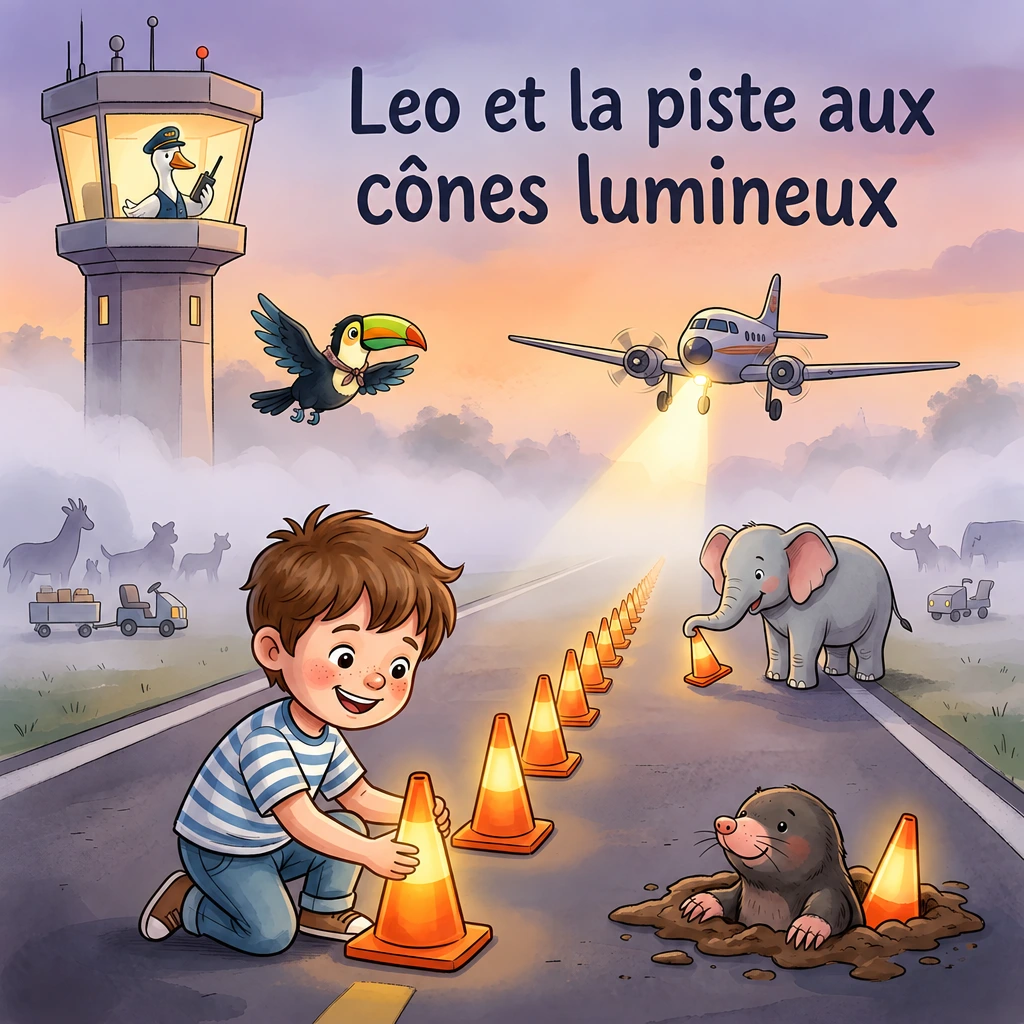 Couverture de Leo et la piste aux cônes lumineux