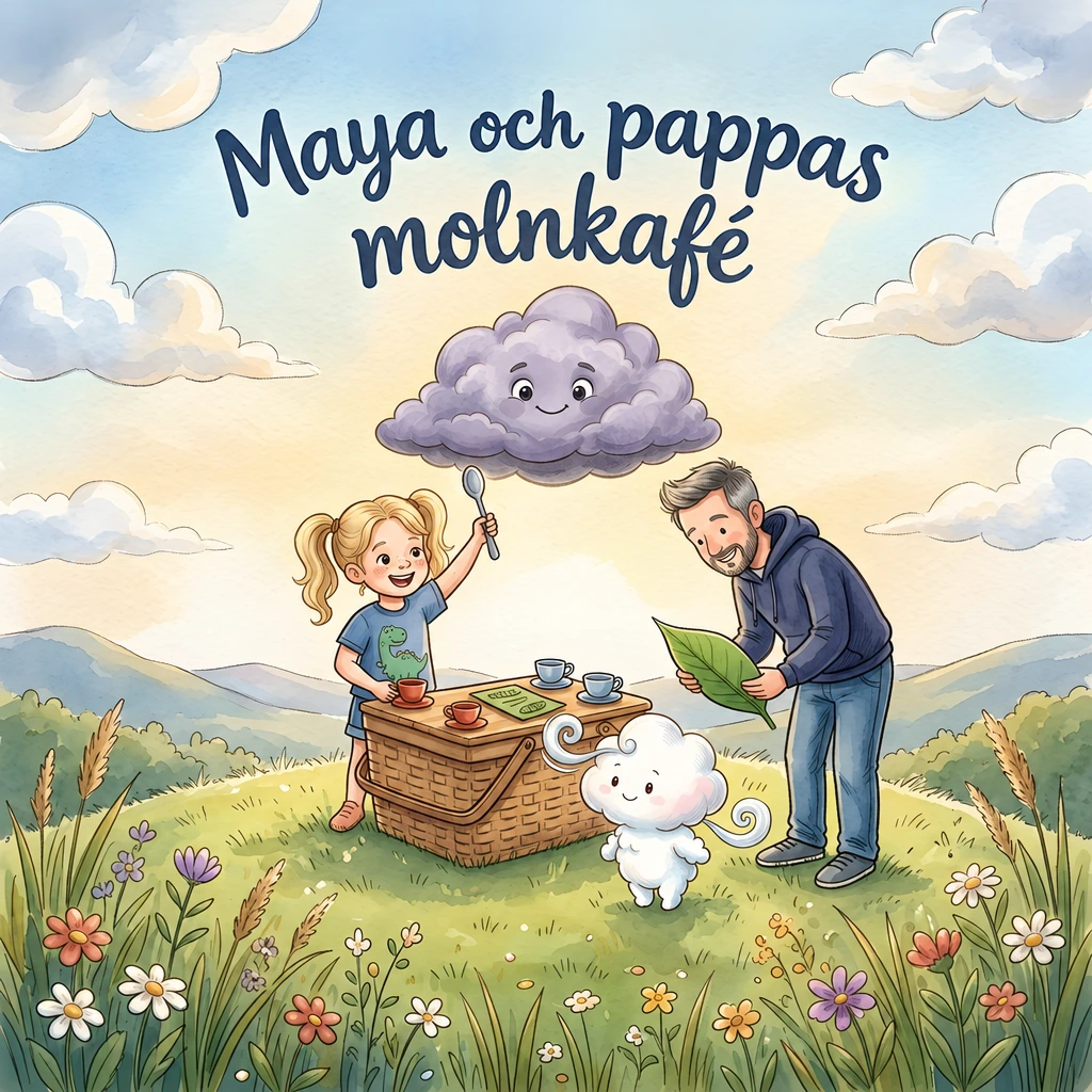 Omslaget till Maya och pappas molnkafé